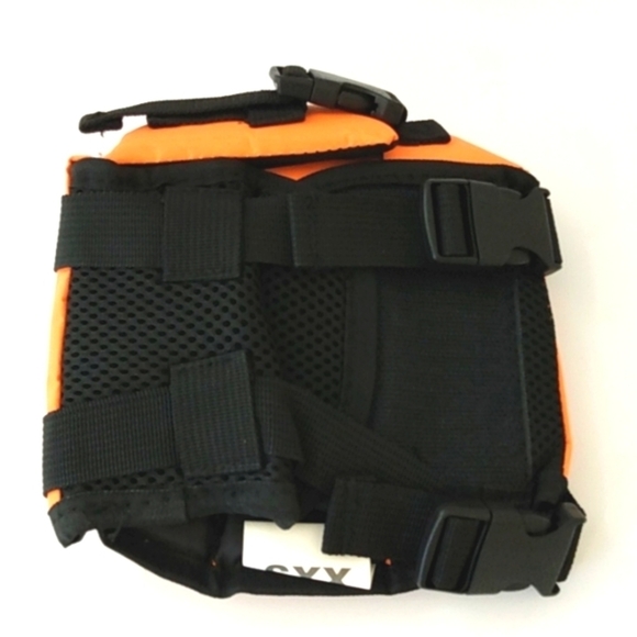 SMALL PET DOG LIFE JACKET SECURITY VEST ORANGE BLACK SIZE XXS NWT - Picture 2 of 9